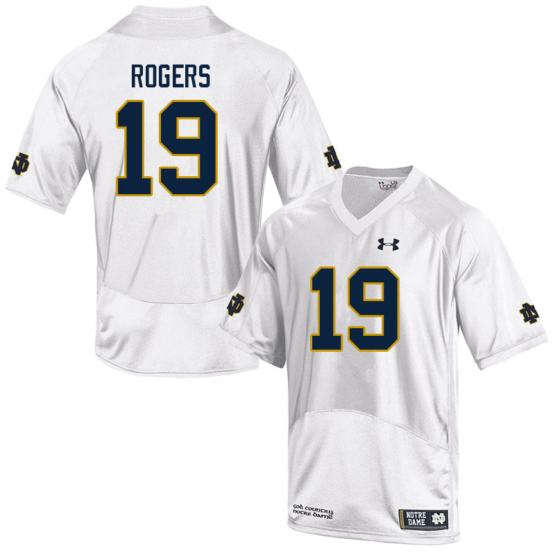 Men #19 Moses Rogers Notre Dame Fighting Irish College Football Jerseys Sale-White